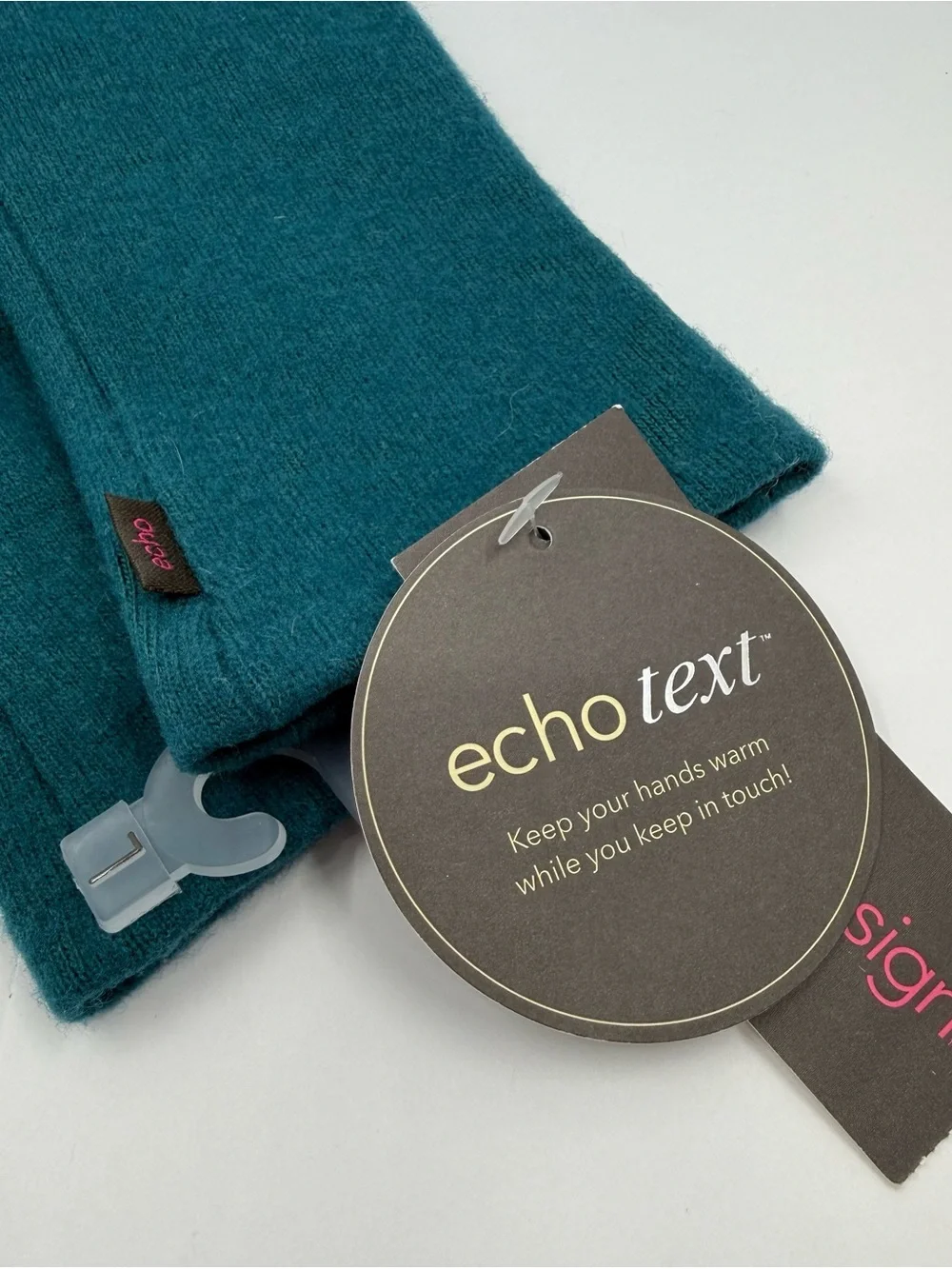 Echo Touchscreen Wool Gloves Teal Blue Size L New With Tags
